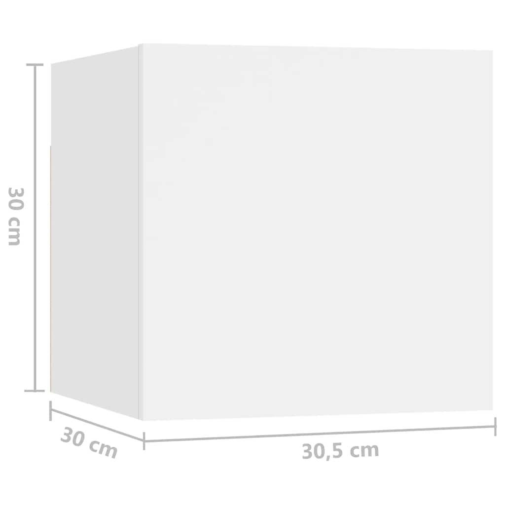 Televizoriaus spintelių komplektas, 8 dalių, baltas, mediena