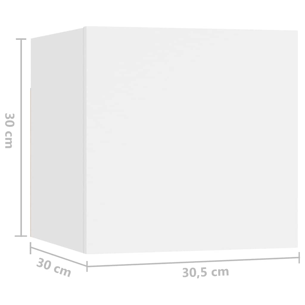 Televizoriaus spintelių komplektas, 7 dalių, baltas, mediena