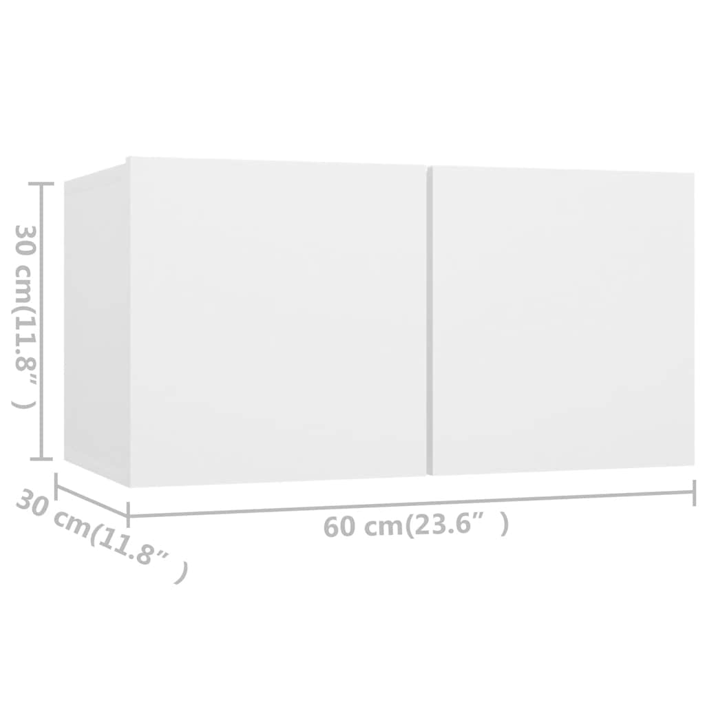 TV cabinet set, 7 pieces, white, wood