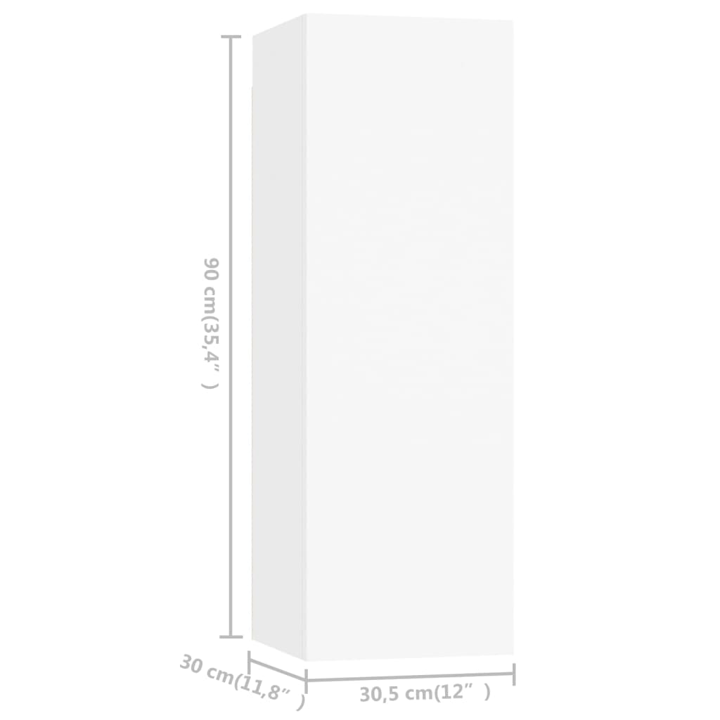 TV cabinet set, 4-piece, white, wood