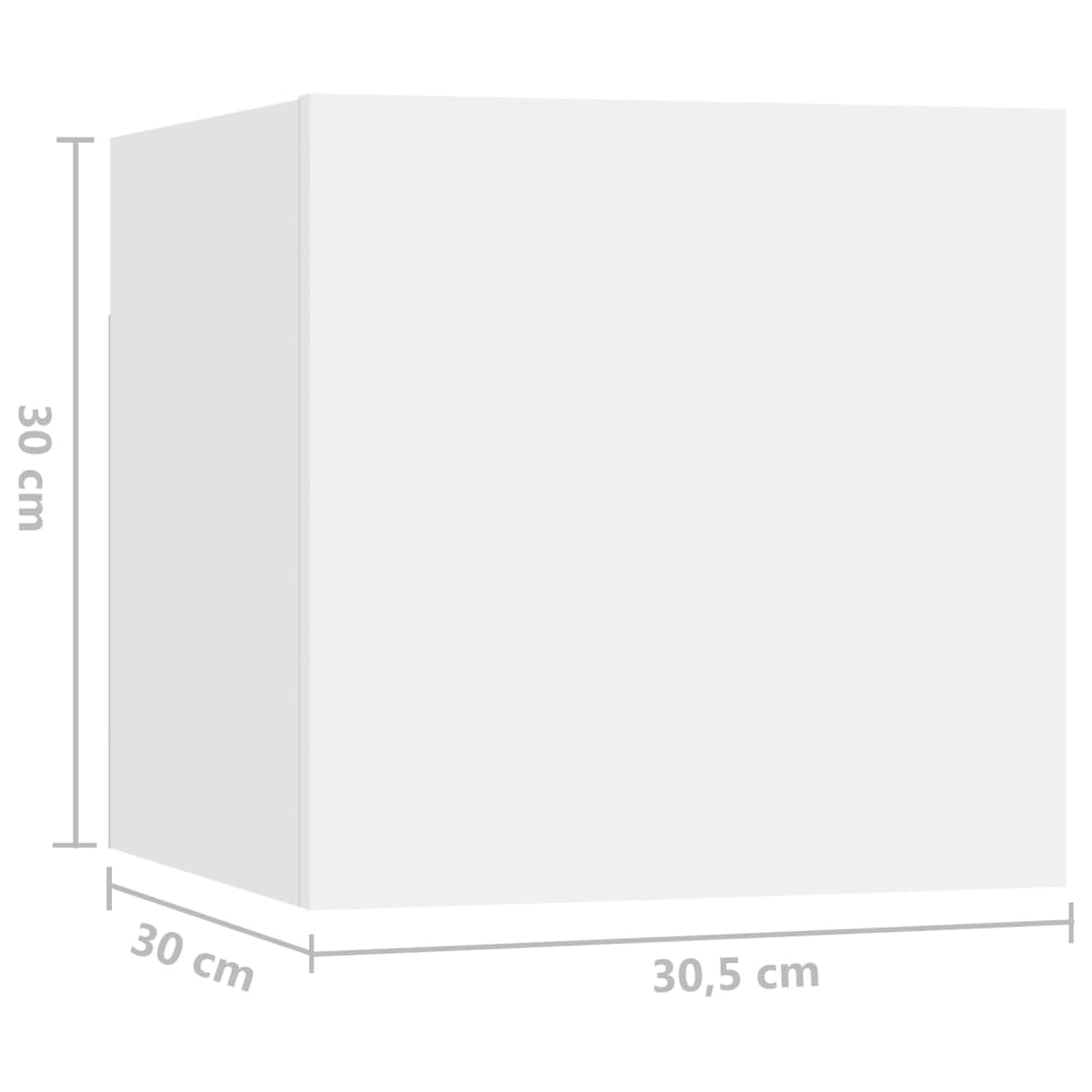 Televizoriaus spintelių komplektas, 4 dalių, baltas, mediena