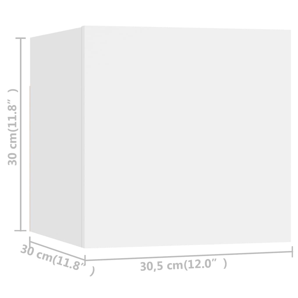 Wall-mounted TV cabinets, 8 pcs, white, 30.5x30x30cm