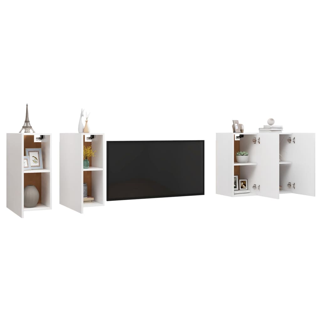 Televizoriaus spintelės, 4vnt., baltos, 30,5x30x60cm, mediena