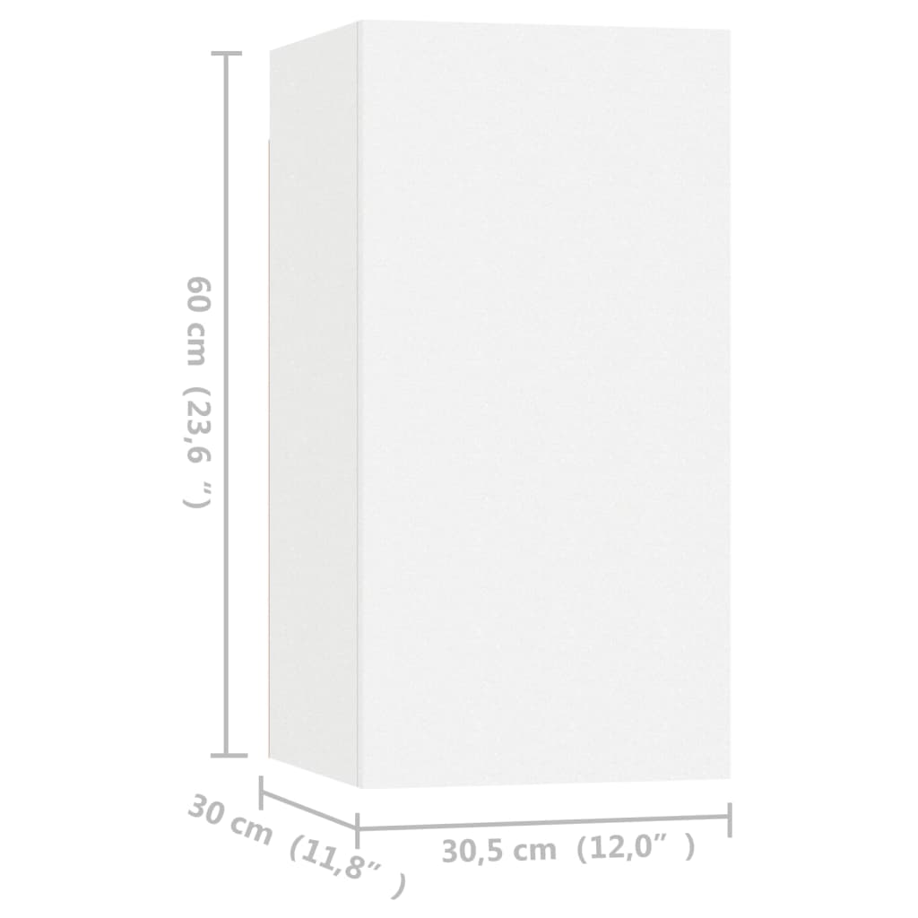 Televizoriaus spintelės, 4vnt., baltos, 30,5x30x60cm, mediena