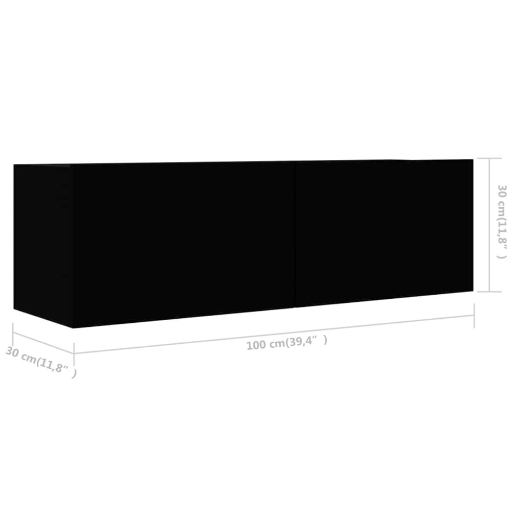 Televizoriaus spintelės, 4vnt., juodos, 100x30x30cm, mediena
