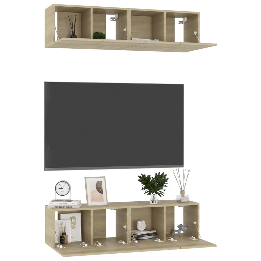 TV cabinets, 4 pcs, oak, 60x30x30cm, solid wood