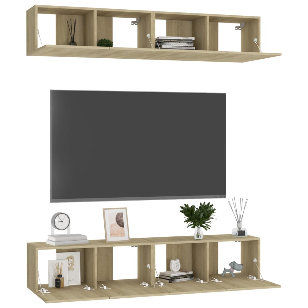 TV cabinets, 4 pcs, oak, 80x30x30cm, wood