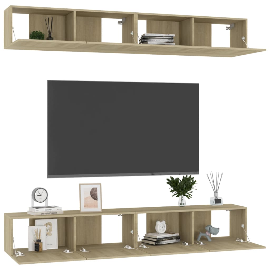 TV skapīši, 4 gab., ozolkoka, 100x30x30cm, koks