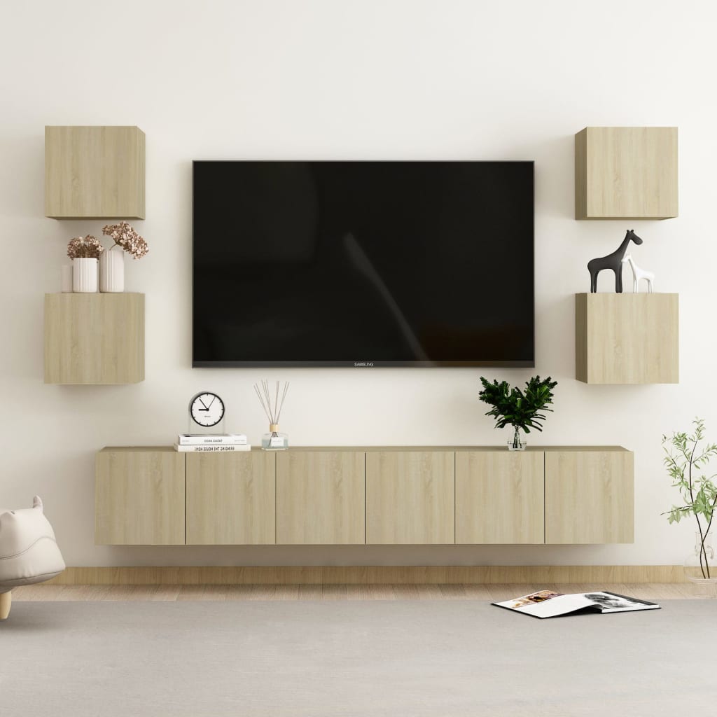 TV skapīšu komplekts, 7 gab., ozolkoks, koks