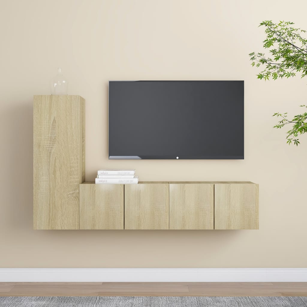 Televizora skapīšu komplekts, 3 daļas, ozola koks