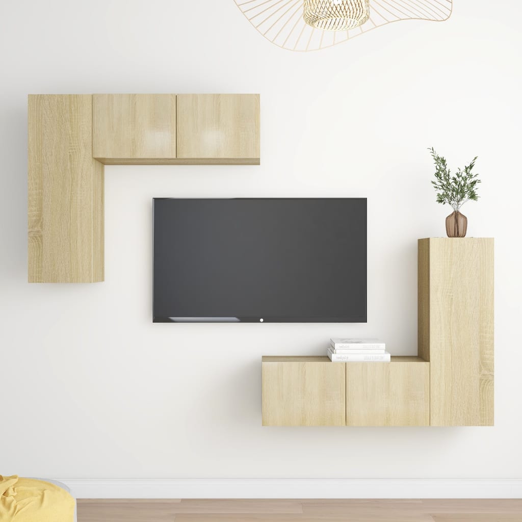 TV skapju komplekts, 4 gab., ozolkoks, koks