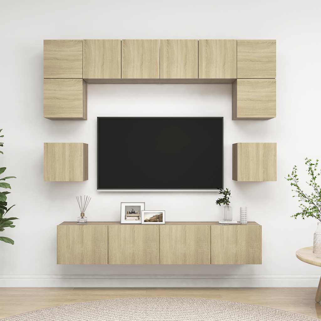 TV skapju komplekts, 8 detaļas, ozolkoka, koks