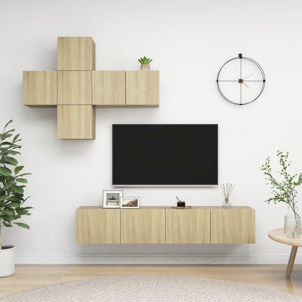 TV skapīšu komplekts, 7 gab., ozolkoks, koks