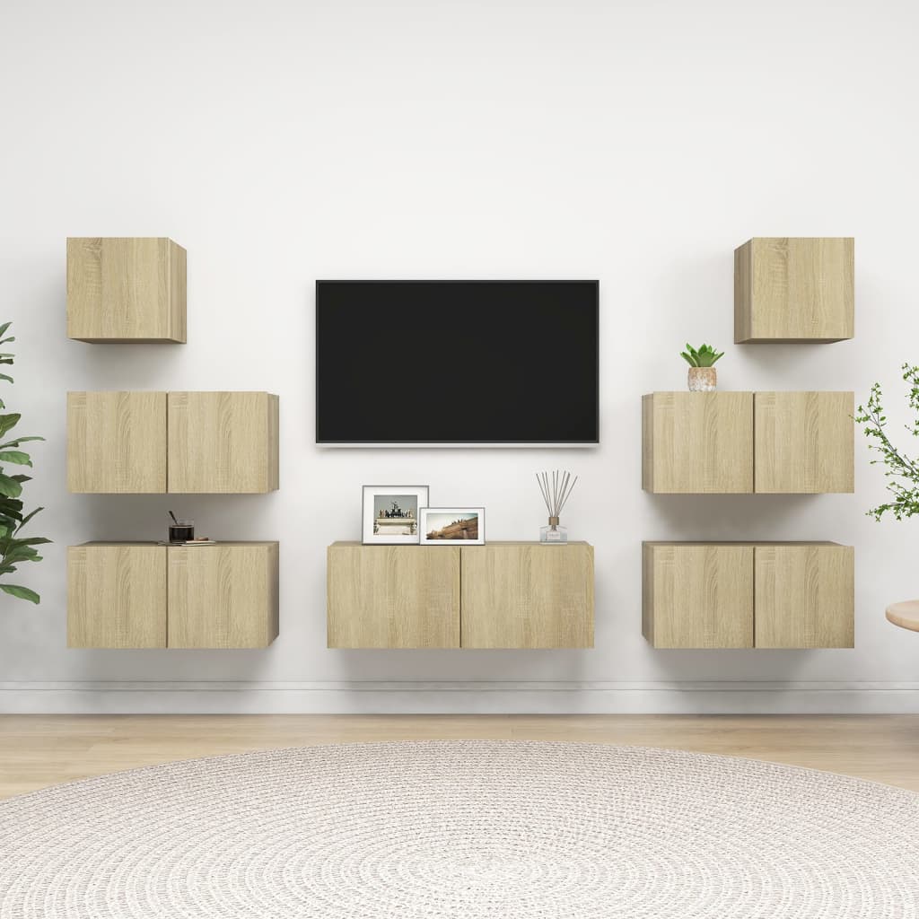 TV skapīšu komplekts, 7 gab., ozolkoks, koks