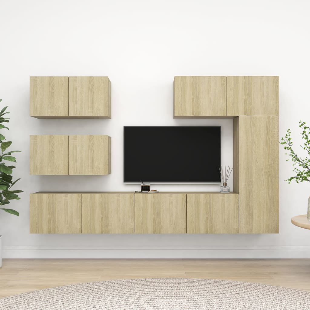 TV skapju komplekts, 6 daļas, ozola, koka