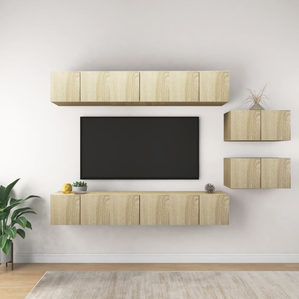 TV cabinets, 8 pcs., Sonoma oak, engineered wood