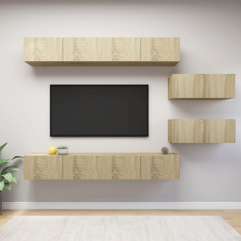 TV skapīšu komplekts, 6 daļas, ozolkoks, koks