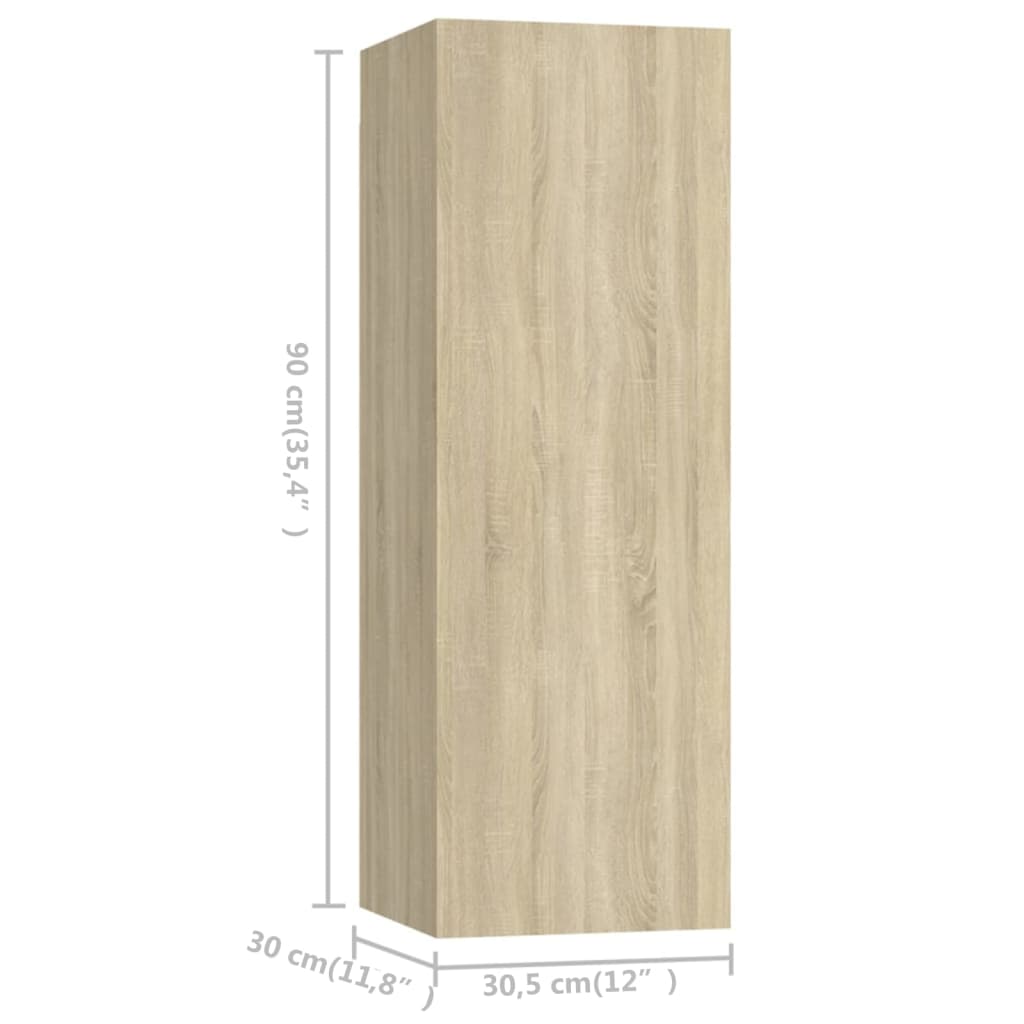 TV cabinet set, 4-piece, oak, wood