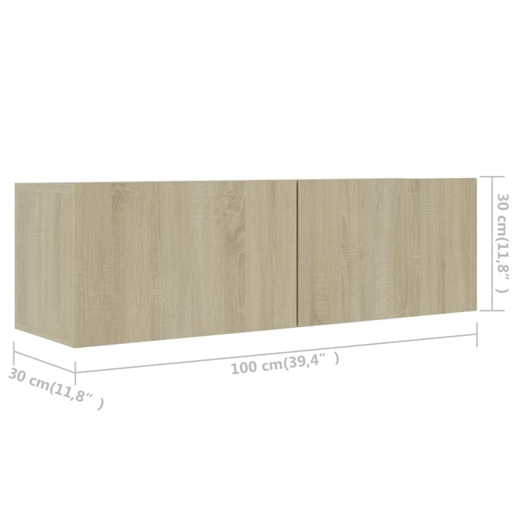TV cabinet set, 4-piece, oak, wood