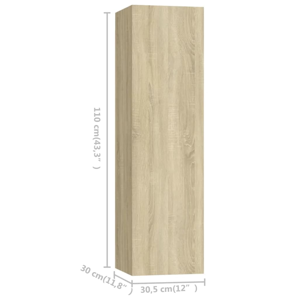 TV cabinet set, 4-piece, oak, wood