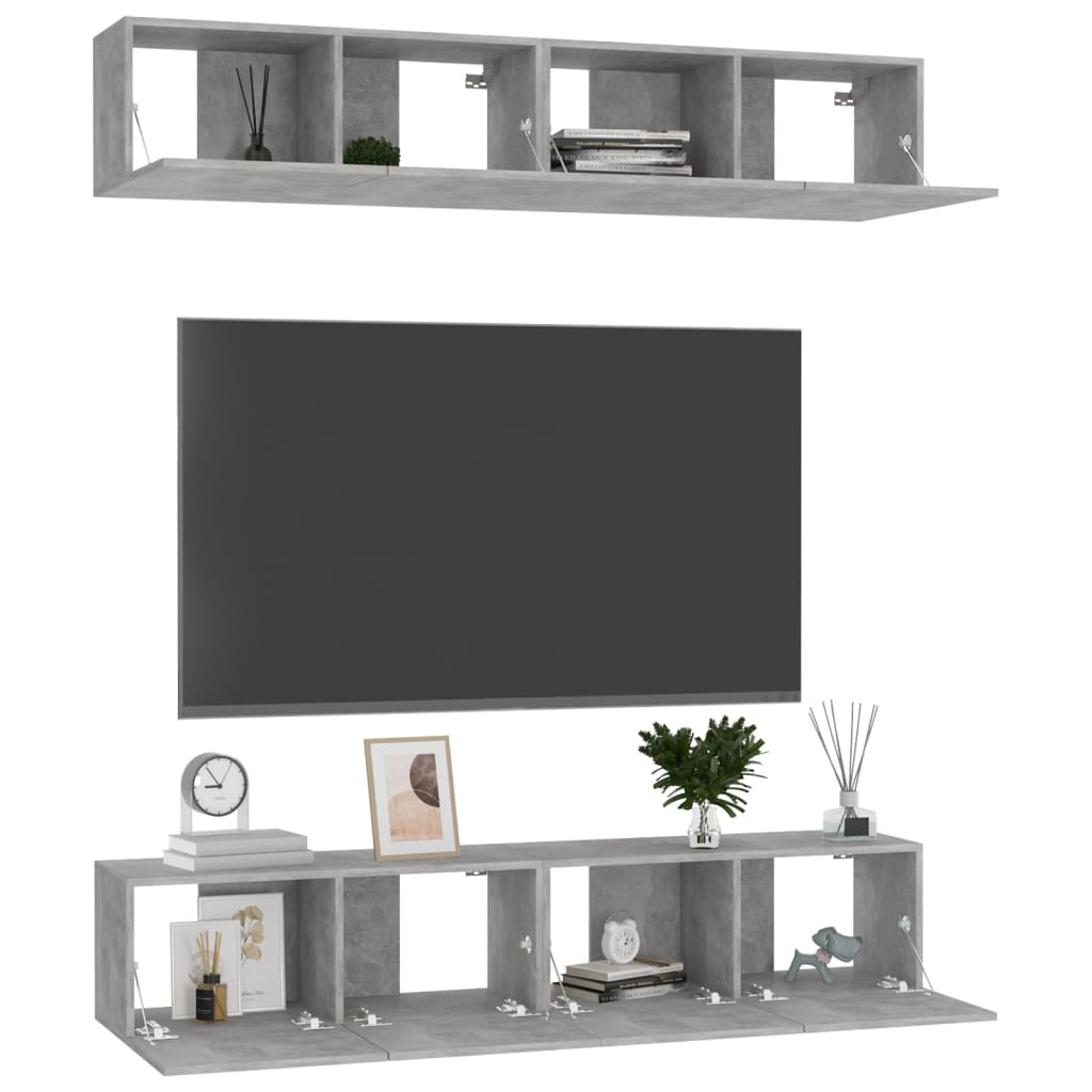 TV skapji, 4 gab., betons, 80x30x30cm, koks
