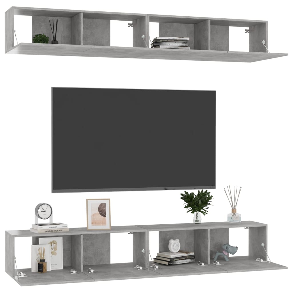 TV skapji, 4 gab., betons, 100x30x30cm, koks