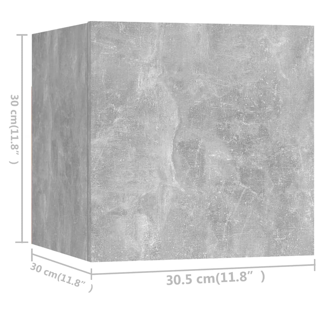 TV cabinet set, 7-piece, concrete, wood