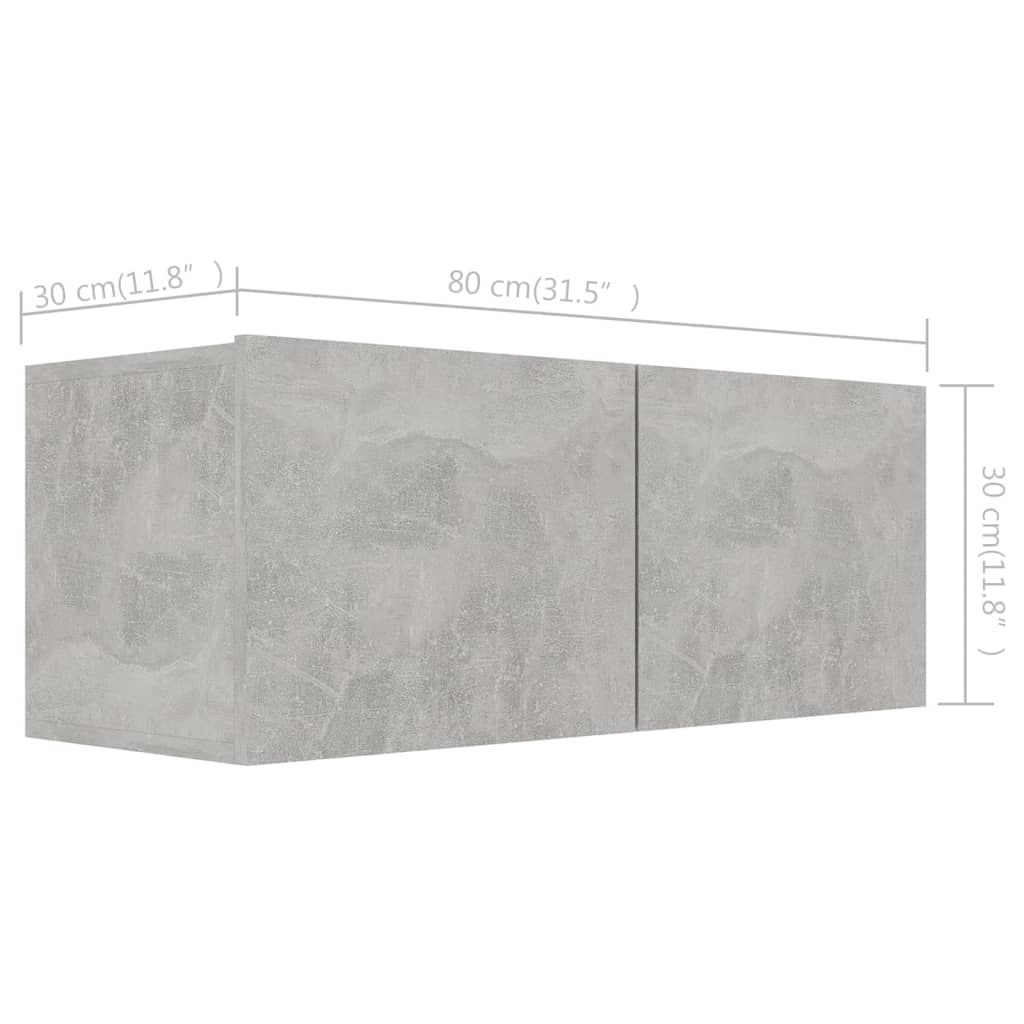 TV cabinet set, 7-piece, concrete, wood