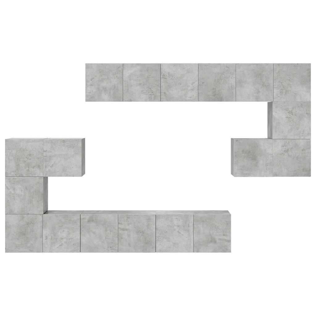 TV cabinet set, 10-piece, concrete, wood