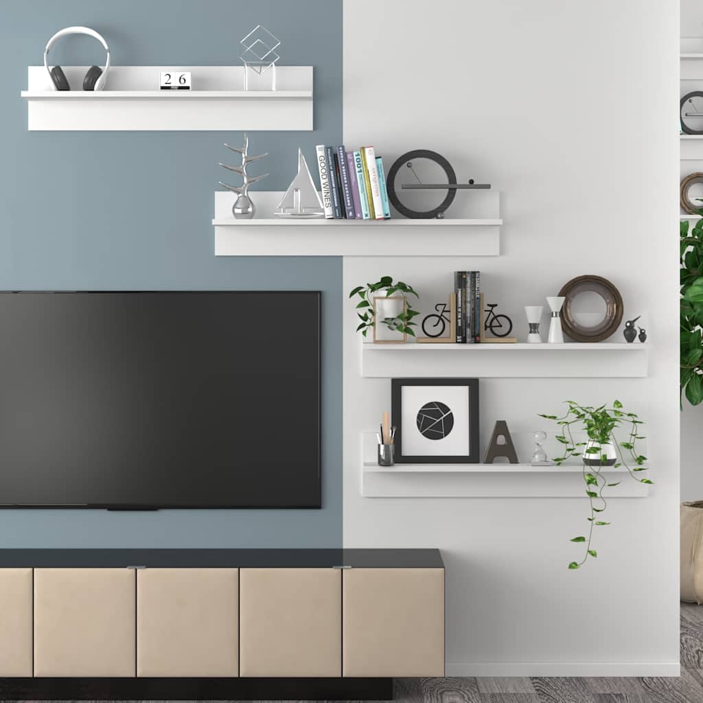 Wall shelves, 4 pcs, white, 80x11.5x18cm, particleboard