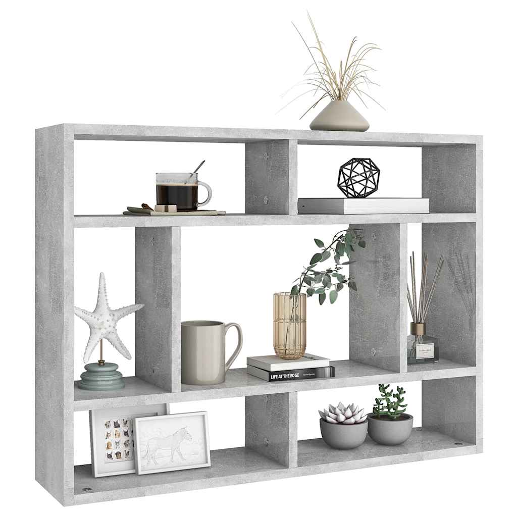 Wall shelf, concrete gray, 75x16x55cm, wood