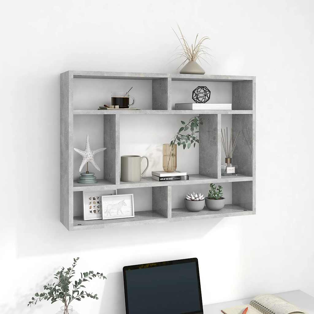 Wall shelf, concrete gray, 75x16x55cm, wood