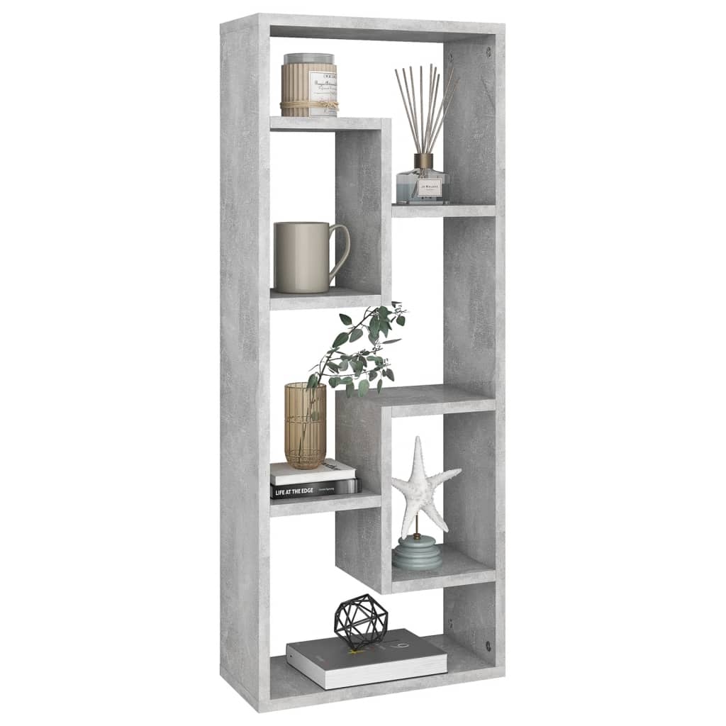 Wall shelf, concrete grey, 36x16x90cm, wood