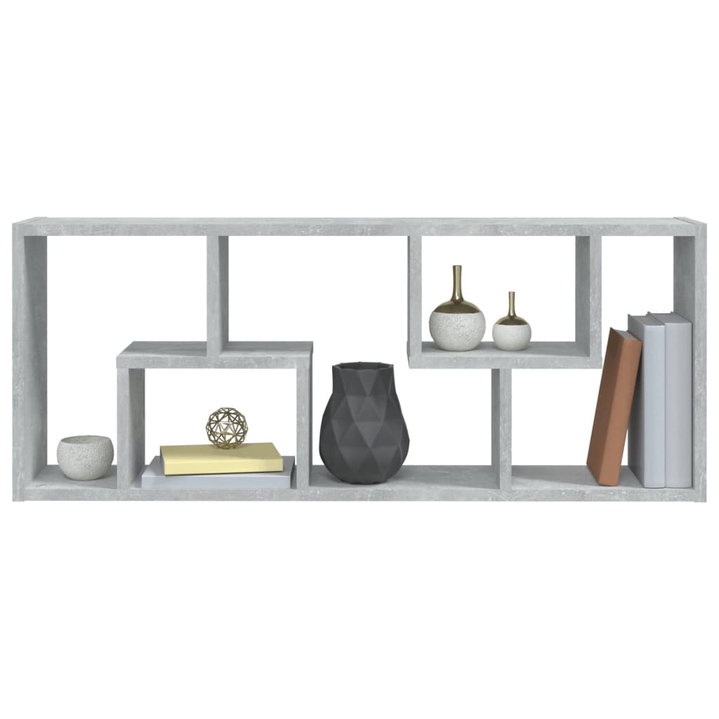 Wall shelf, concrete grey, 36x16x90cm, wood