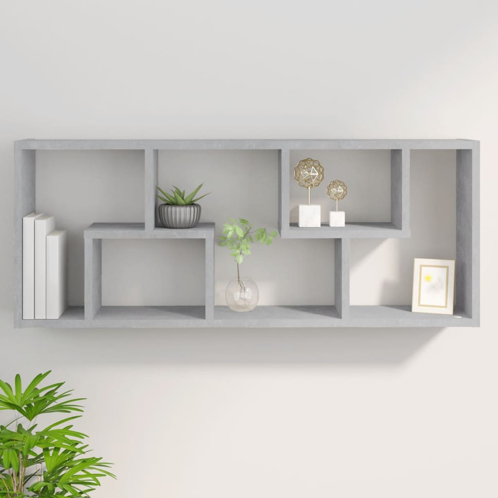 Wall shelf, concrete grey, 36x16x90cm, wood