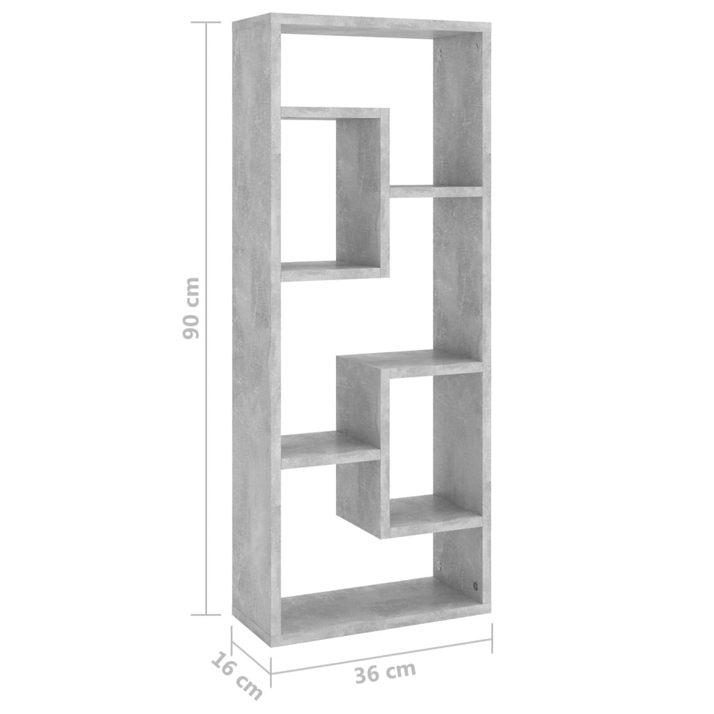 Wall shelf, concrete grey, 36x16x90cm, wood