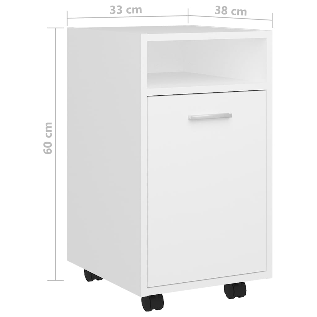Side cabinet with castors, white, 33x38x60cm, wood