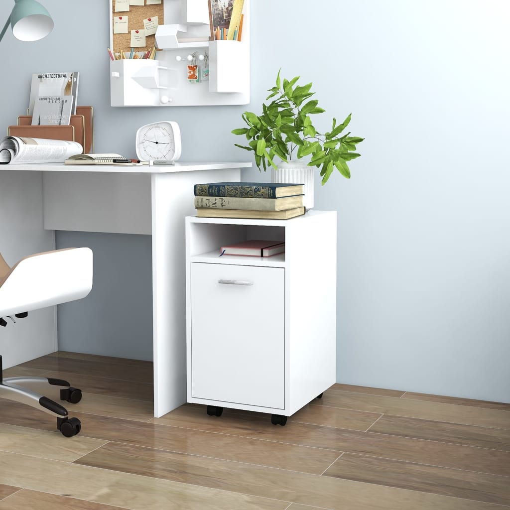 Side cabinet with castors, white, 33x38x60cm, wood