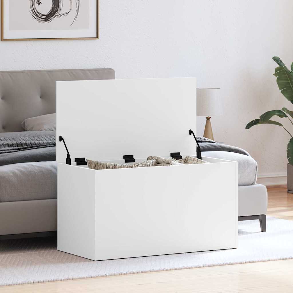 Storage box, white, 84x42x46cm, treated wood