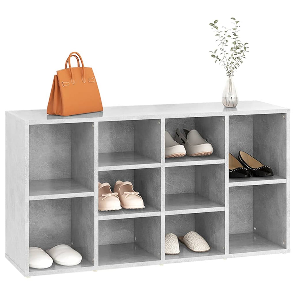 Shoe bench, concrete grey, 103x30x55cm, treated wood