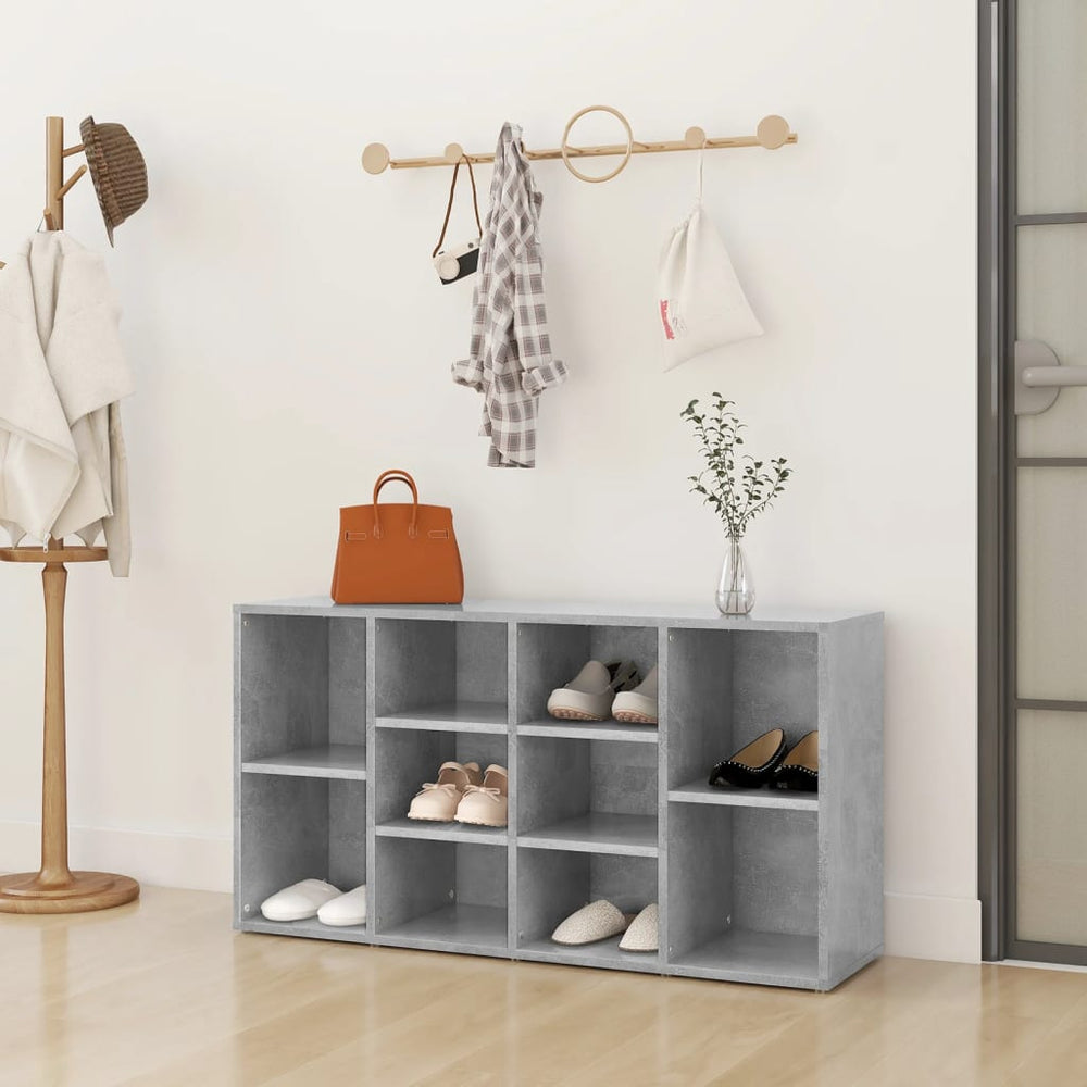 Shoe bench, concrete grey, 103x30x55cm, treated wood