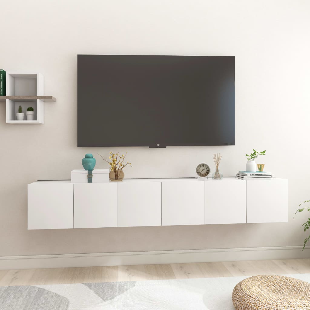 Piekaramie TV skapji, 3 gab., balti, 60x30x30 cm
