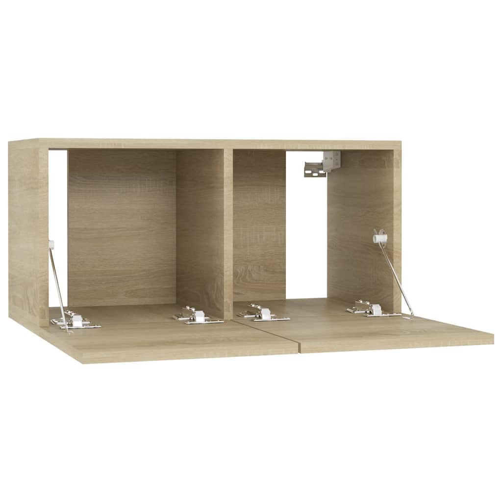 Wall-mounted TV cabinets, 3 pcs, oak, 60x30x30cm