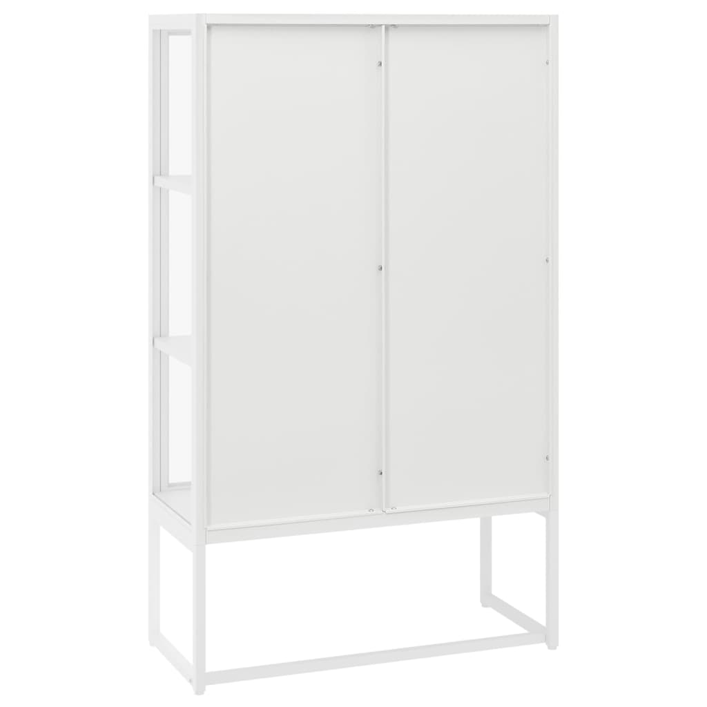 Aukšta spintelė, balta, 80x35x135cm, plienas ir stiklas