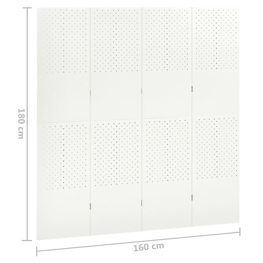 Telpa starpsiena, 4 daļu, balta, 160x180cm, tērauds