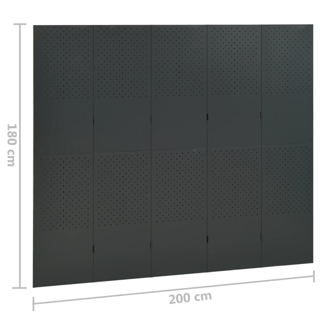 Kambario pertvara, 5 dalių, antracito, 200x180cm, plienas