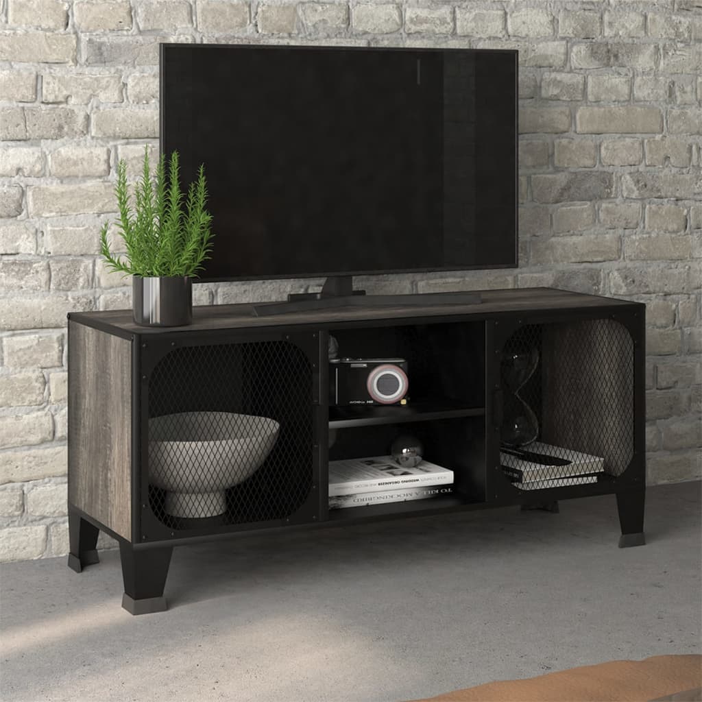 Televizora skapītis, pelēks, 105x36x47cm, metāls un MDF