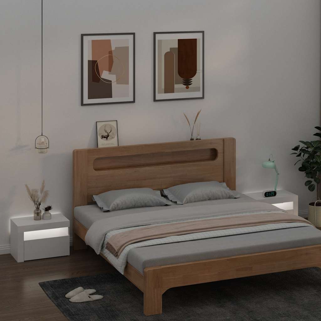 Naktinės spintelės su LED, 2vnt., baltos spalvos, 60x35x40cm