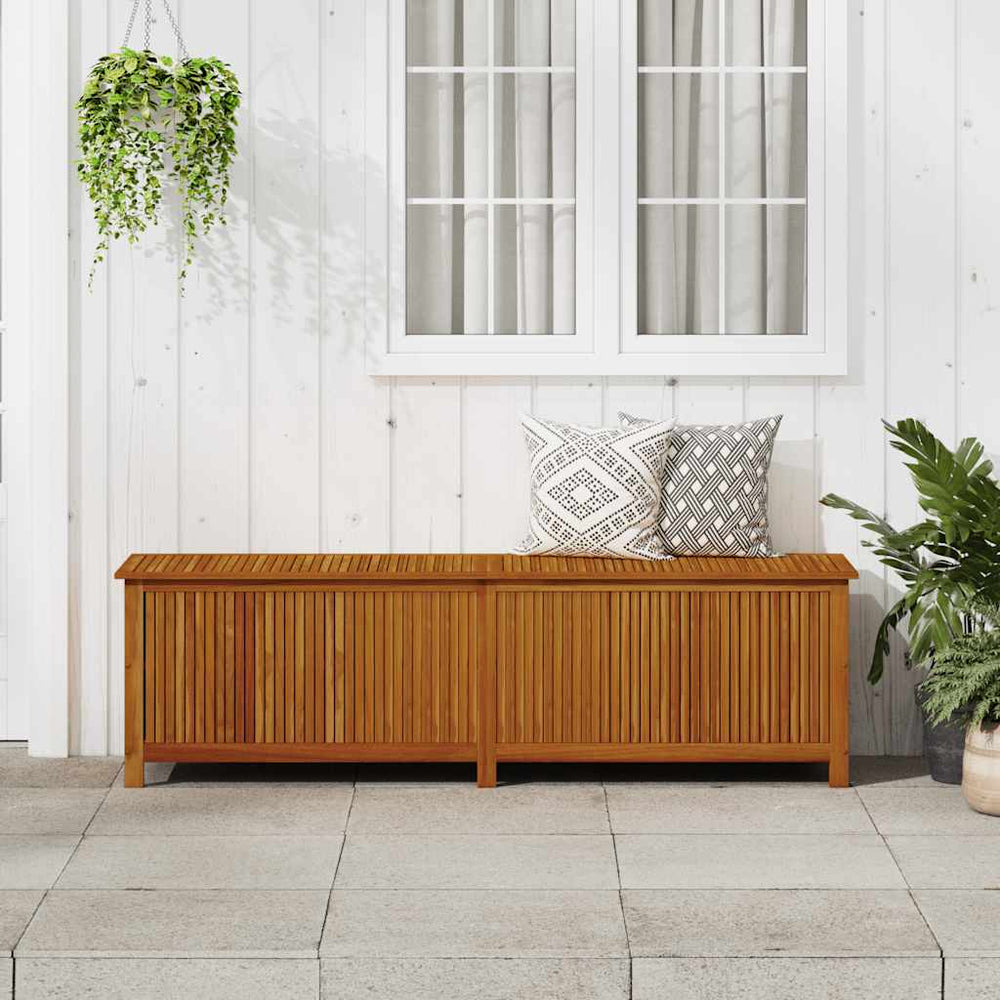 Garden storage box, 200x50x58cm, solid acacia wood