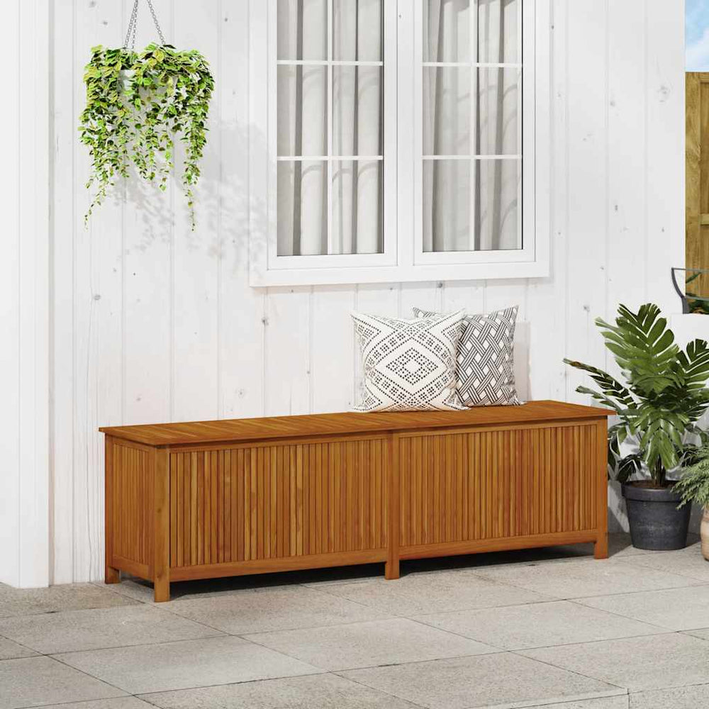 Garden storage box, 200x50x58cm, solid acacia wood